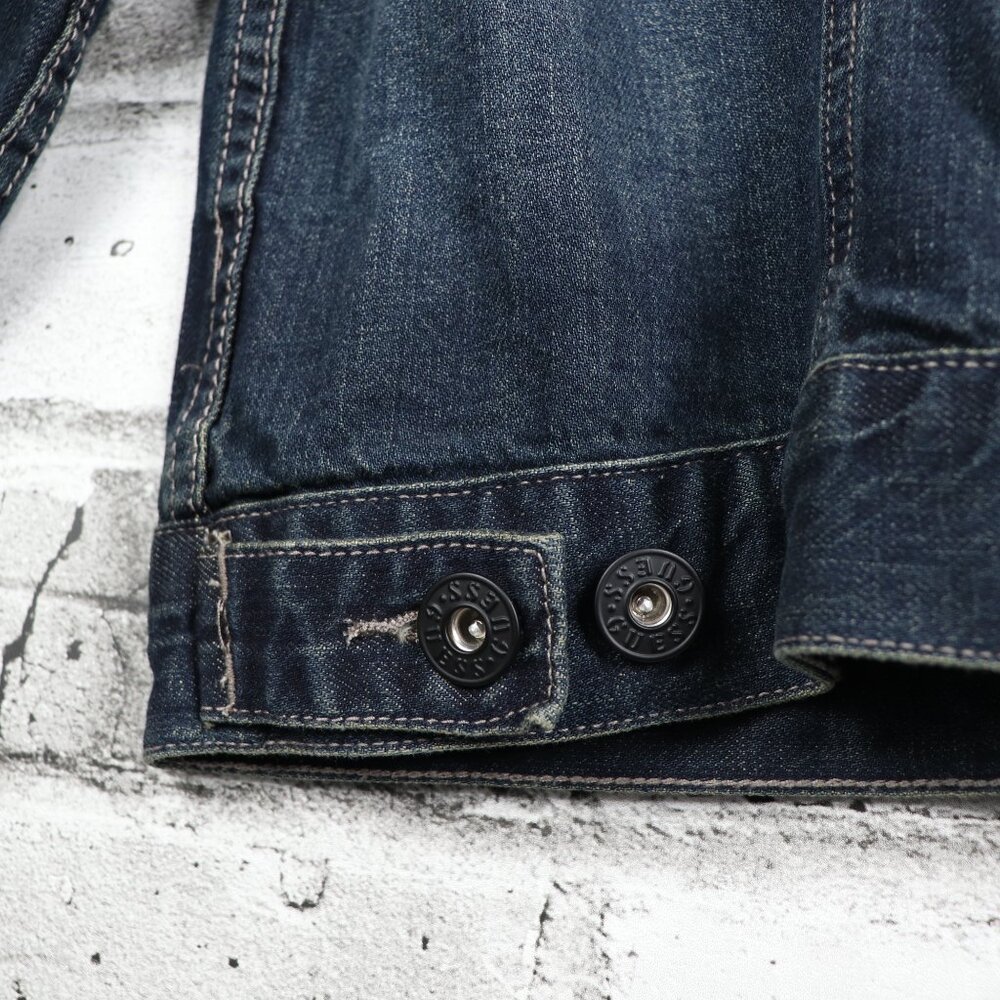 Guess Men's XXL Blue Denim Jacket Casual Regular Fit Button Down With Pockets - Picture 12 of 14